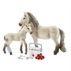 SCHLEICH - 2 CHEVAUX BLANCS AVEC TROUSSE MEDICALE #42430